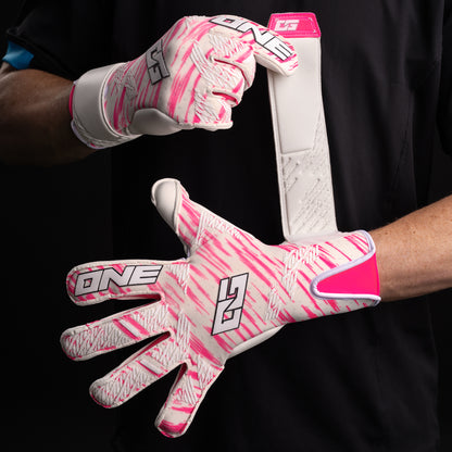 One Glove Amped White Valkoinen Maalivahdin hanskat Strap Hihna