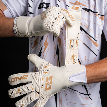 One Glove Junior LTX Pro Siege Lasten Maalivahdin hanskat Valkoinen Täyslateksinen Remmi